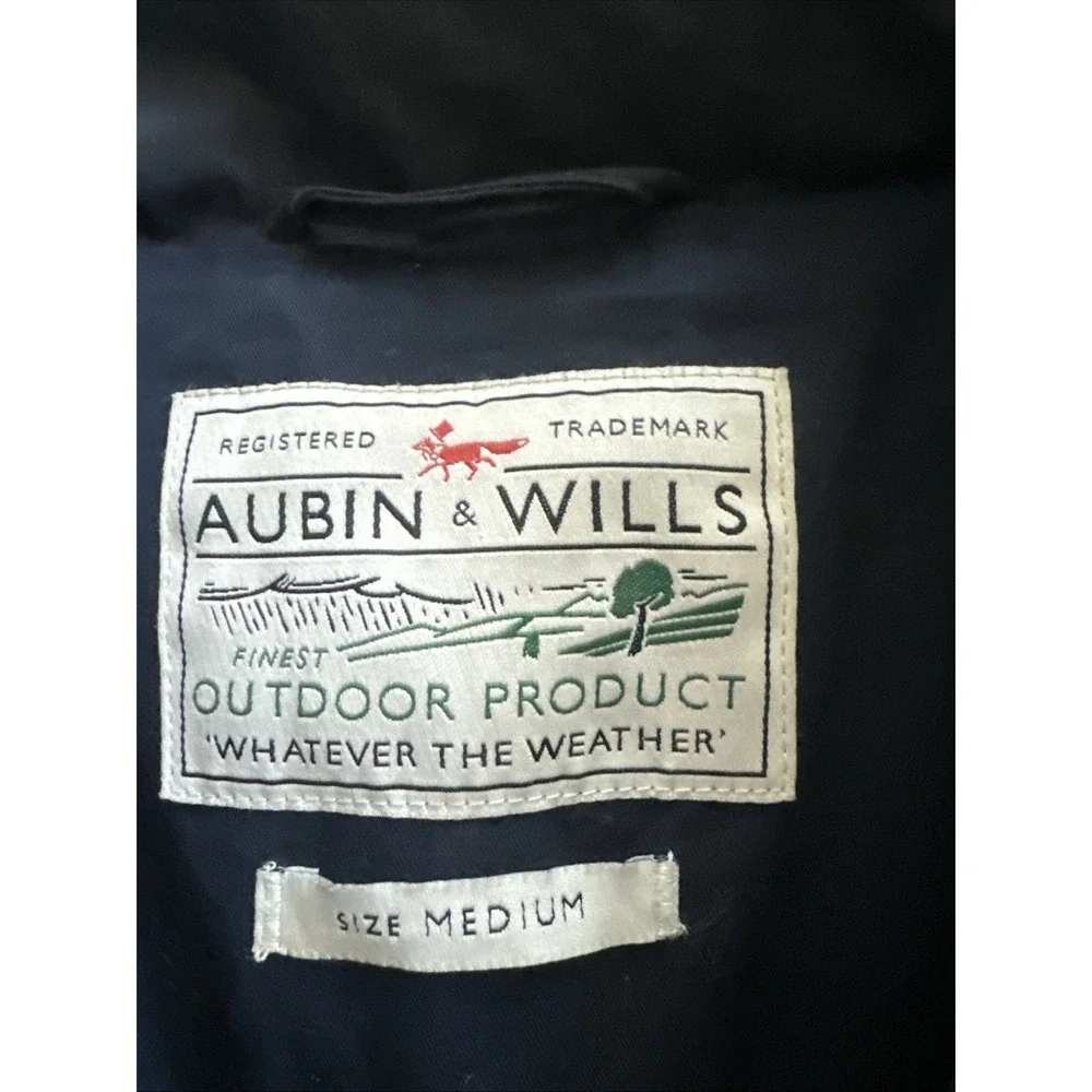 Aubin Wills Jacket Mens Blue Sz M Bodywarmer Gilet Button-Up Puffer Logo Casual